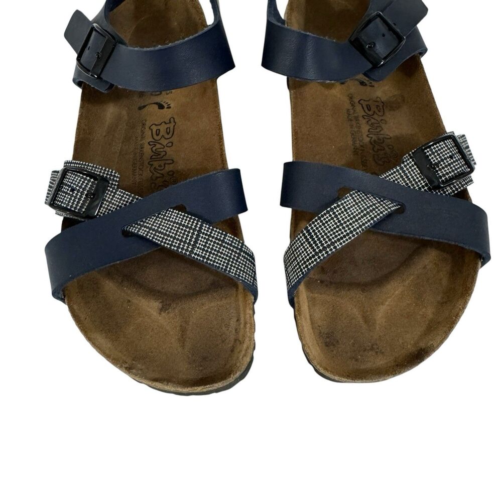 Birkenstock Birki's Lillie 39 8/8.5 NARROW Criss Cross Blue Sandal Women READ - Picture 4 of 15